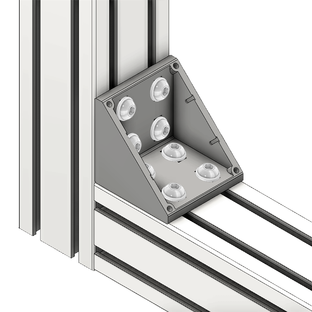 40-130-0 MODULAR SOLUTIONS ALUMINUM GUSSET<br>90MM X 90MM ANGLE WITH OUT HARDWARE